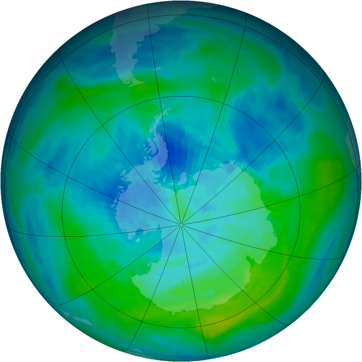 Antarctic ozone map for 21 March 1984